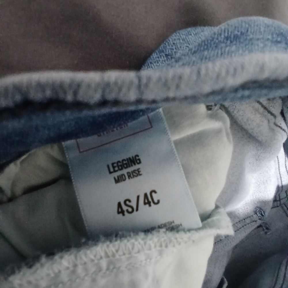 Express Denim Blue Distressed Jeggings - Picture 3 of 10